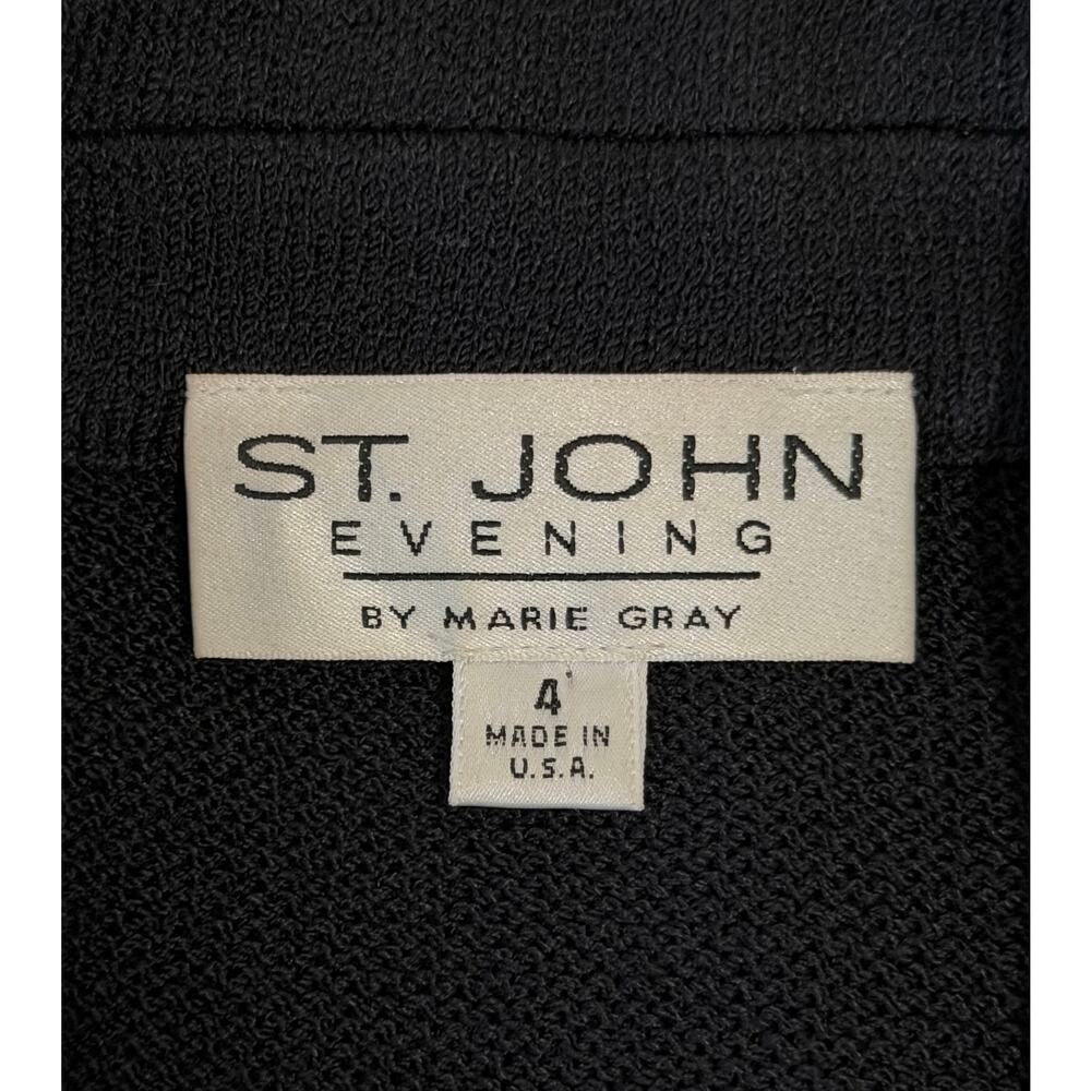 St. John Evening Santana Knit Pearl Button Down Jacket Black Size 4 Old Money - Picture 10 of 11
